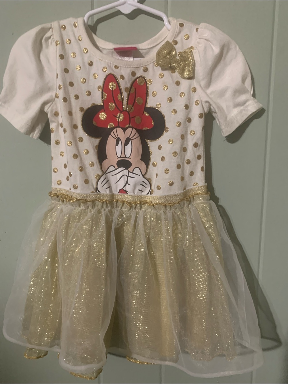 Disney Minnie Mouse White and Gold Tulle Dress Costume